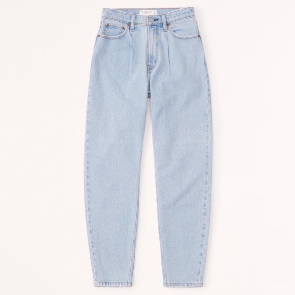 Abercrombie & Fitch Women 27/4L Pleated Curve Love High Rise The 80s Mom Jeans - Picture 3 of 12